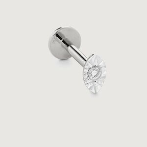 MONICA VINADER Marquise Diamond Flat Back Piercing Stud, White Gold (NIB)